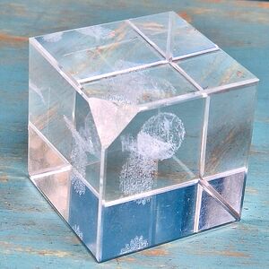 Crystal Clear Cube Laser Etched Eagle Earth Stocking Stuffers Tiny Gifts Bird